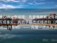 糖心Vlog像排错：先查推断有没有被写成事实，再把字幕改成描述句（先把边界写明） —— 先慢一点点再读